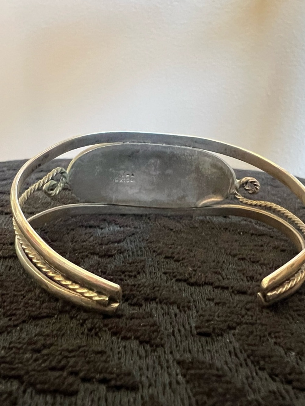 Vintage Sterling Silver Moon & Star Inlay Cuff Bracelet - Picture 3 of 3